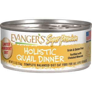 Evanger's Super Premium Quail Dinner Grain-Free Canned Cat Food, 5.5-oz, case of 24
