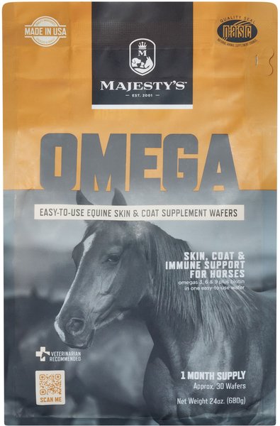 Majesty's Omega Skin, Coat & Immune Support Apple Flavor Wafers Horse Supplement, 30 count slide 1 of 2