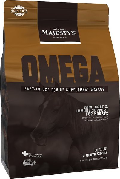 Majesty's Omega Skin, Coat & Immune Support Apple Flavor Wafers Horse Supplement, 60 count slide 1 of 2