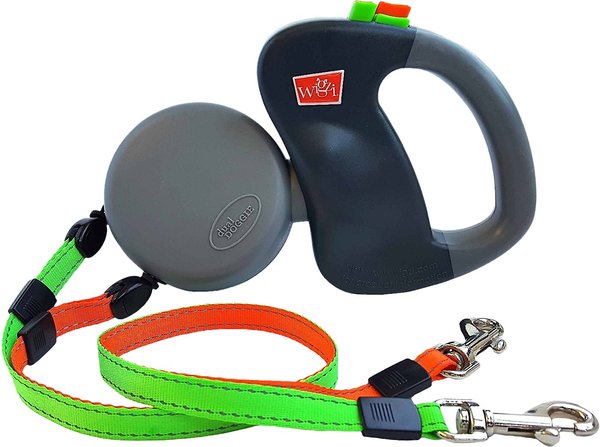 Wigzi Dual Doggie Retractable Dog Leash, Green/Orange, 10-ft long slide 1 of 7