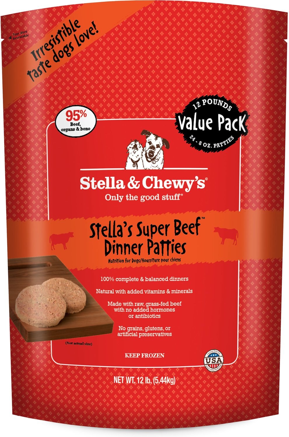 STELLA & CHEWY'S Stella's Super Beef Dinner Patties Raw Frozen Dog Food