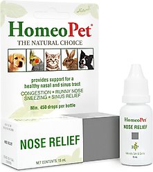 HomeoPet Nose Relief Homeopathic Medicine for Allergies & Respiratory Infections for Birds, Cats, Dogs & Small Pets, 450 drops