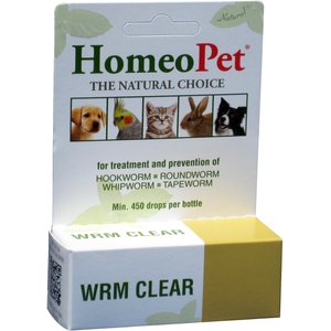 HomeoPet WRM Clear Dewormer for Hookworms, Roundworms, Tapeworms & Whipworms for Birds, Cats, Dogs & Small Pets, 450 drops