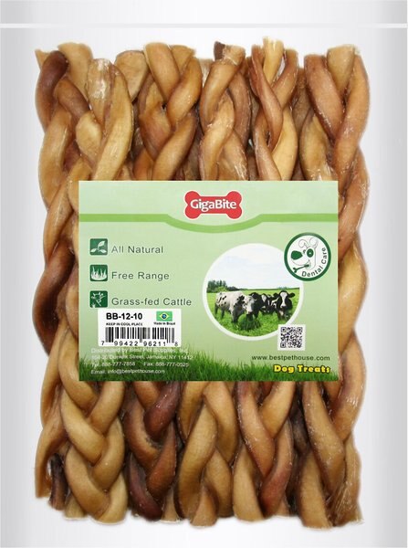 BEST PET SUPPLIES GigaBite Braided Bully Sticks Dog Treats 12 in