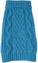 Pet Life Swivel-Swirl Heavy Cable Knitted Dog Sweater, Small, Light Blue