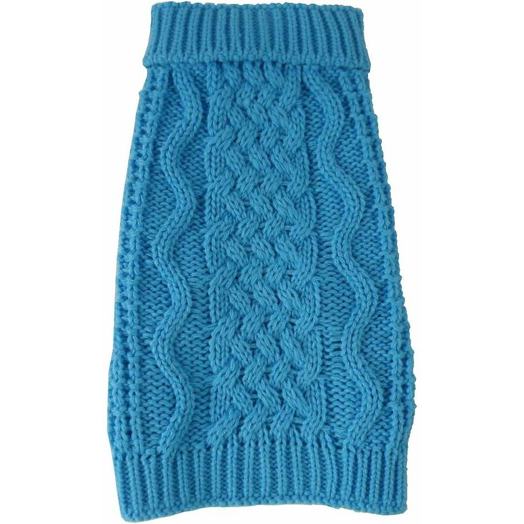 Pet Life Swivel-Swirl Heavy Cable Knitted Dog Sweater, Small, Light Blue