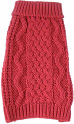 Pet Life Swivel-Swirl Heavy Cable Knitted Dog Sweater, Small, Red slide 1 of 3