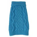 Pet Life Swivel-Swirl Heavy Cable Knitted Dog Sweater, Large, Light Blue