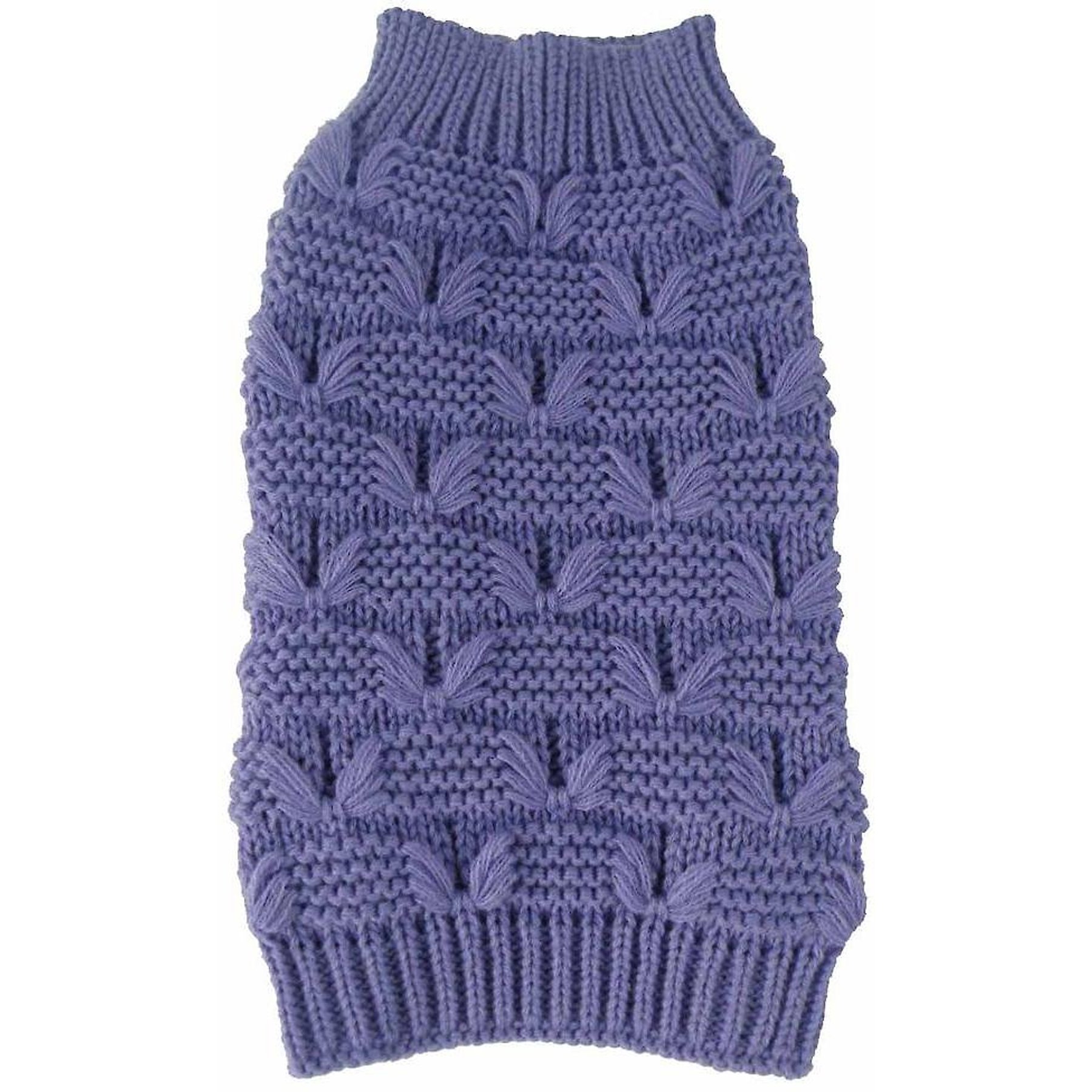Pet Life Butterfly Stitched Heavy Cable Knitted Turtle Neck Dog Sweater, Medium, Lavender Purple