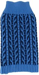 Pet Life Harmonious Heavy Cable Knitted Dog Sweater, Aqua Blue & Dark Blue, Small