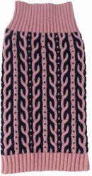 Pet Life Harmonious Heavy Cable Knitted Dog Sweater, Pink & Navy Blue, Large