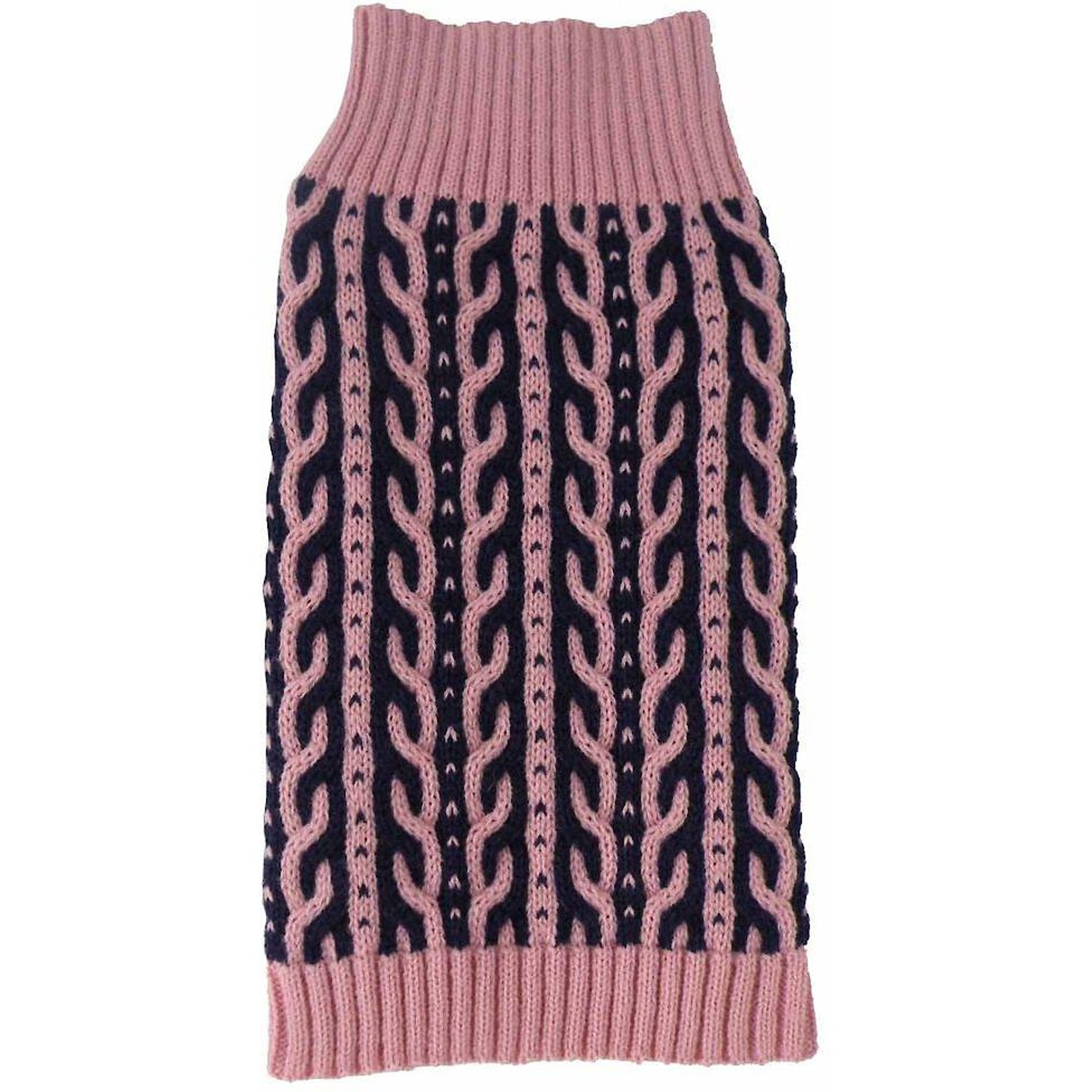 Pet Life Harmonious Heavy Cable Knitted Dog Sweater, Pink & Navy Blue, Large