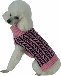 Pet Life Harmonious Heavy Cable Knitted Dog Sweater, Pink & Navy Blue, Large slide 2 of 4