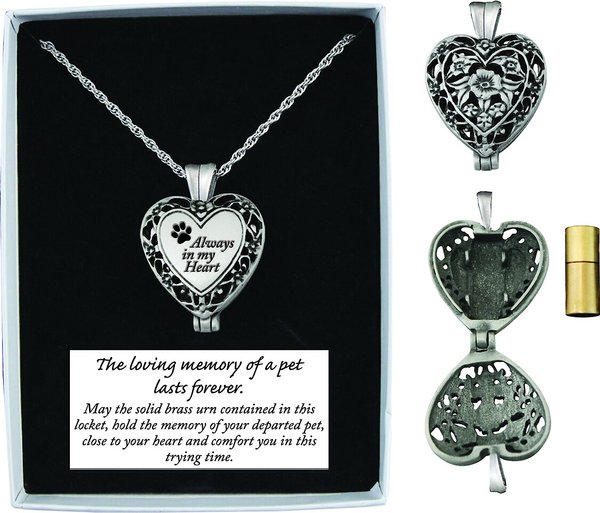 Cathedral Art Always In My Heart Memorial Ashes Locket Necklace, Pewter slide 1 of 6