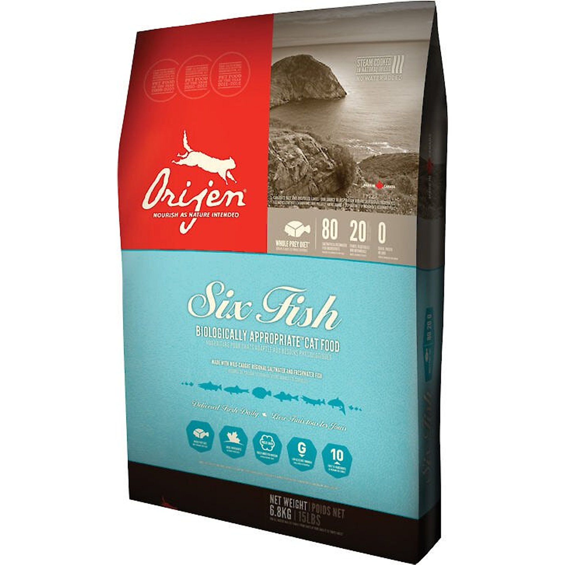 ORIJEN 6 Fish Grain Free Formula Dry Cat Food 15 lb bag