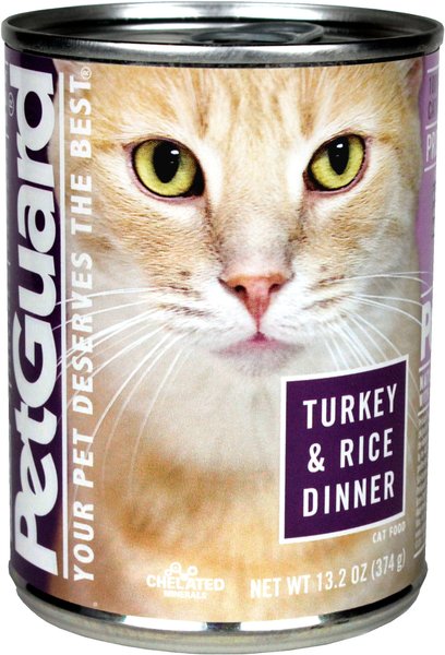 PETGUARD Turkey Rice Dinner Canned Cat Food 13.2 oz case of 12