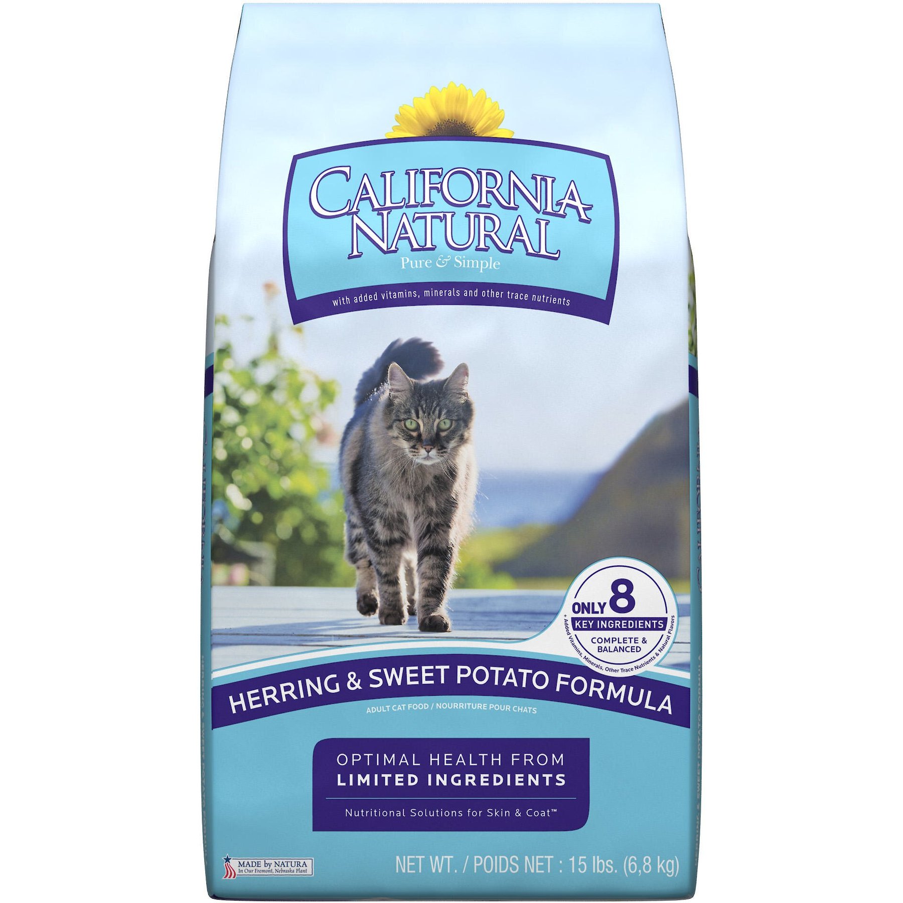 CALIFORNIA NATURAL Herring Sweet Potato Formula Dry Cat Food 15