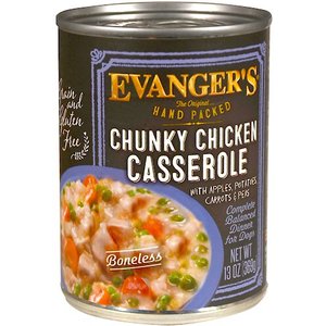 Evanger's Grain-Free Hand Packed Chunky Chicken Casserole Dinner Canned Dog Food, 12-oz, case of 12