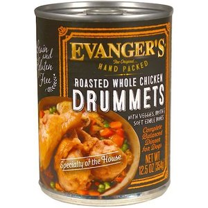 Evanger's Grain-Free Hand Packed Roasted Whole Chicken Drummets Dinner Canned Dog Food, 12-oz, case of 12
