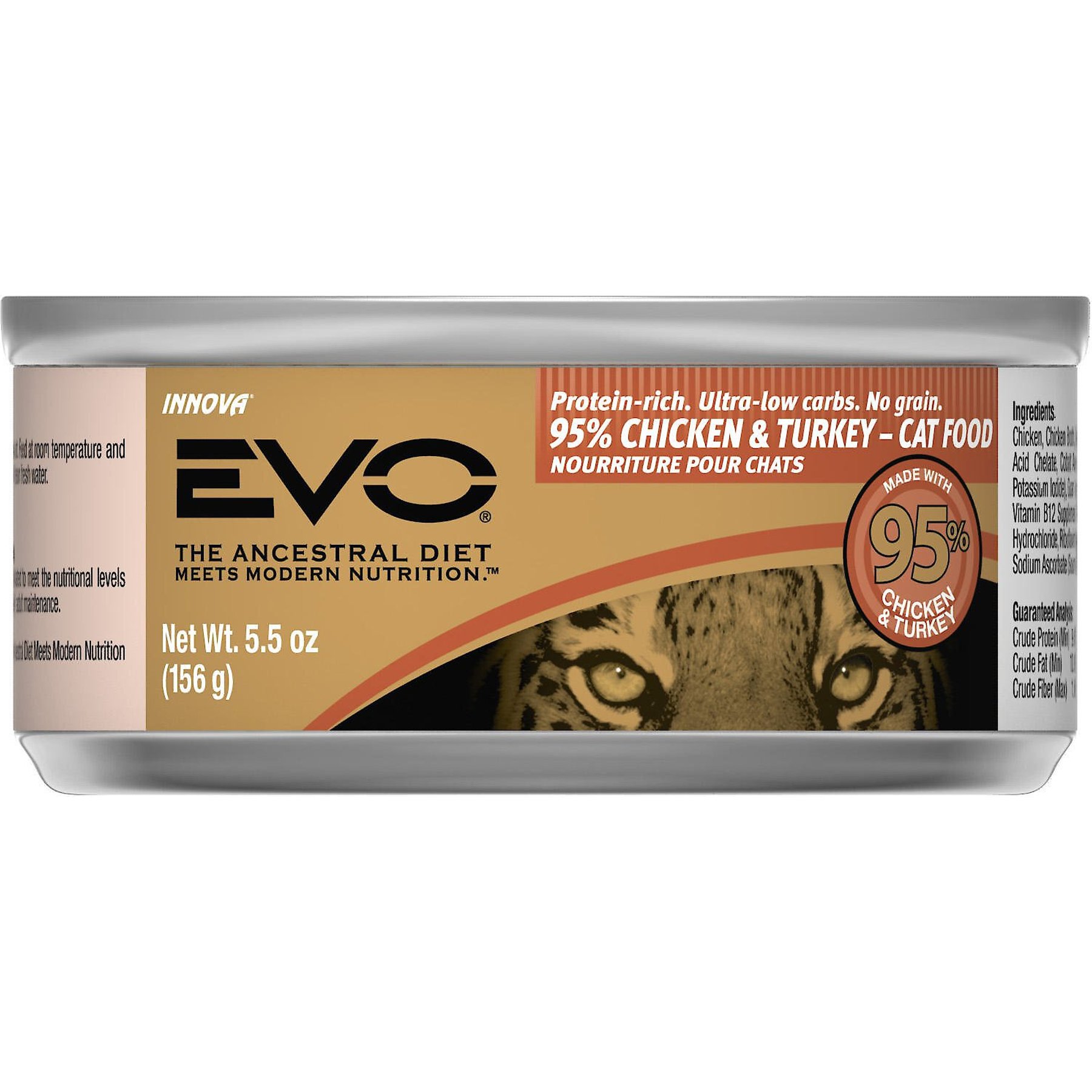 EVO 95 Chicken Turkey Canned Cat Food 5.5 oz case of 24