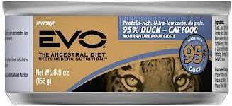 EVO 95 Duck Canned Cat Food 5.5 oz case of 24