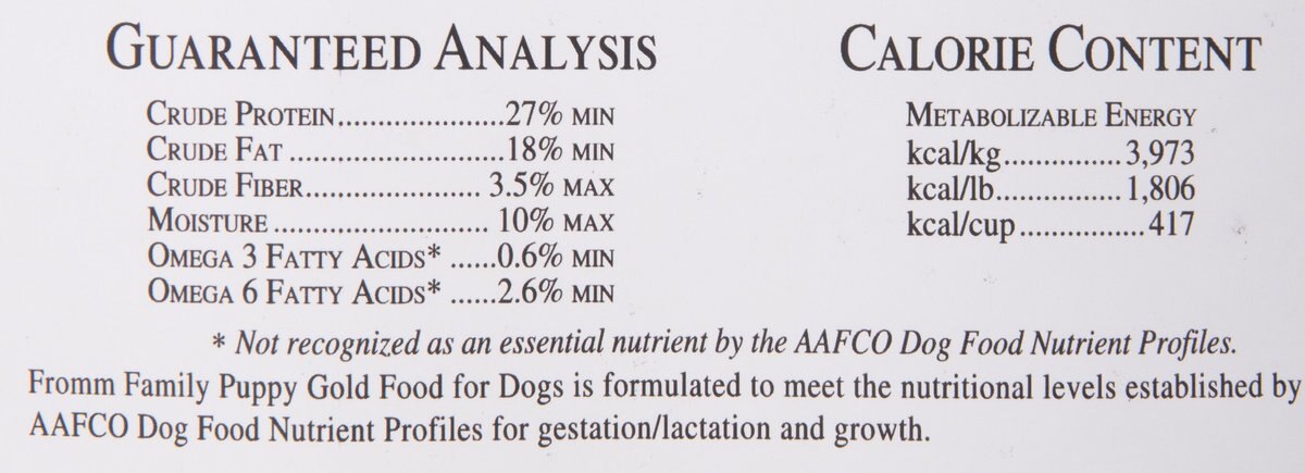 Fromm puppy gold feeding cheap chart