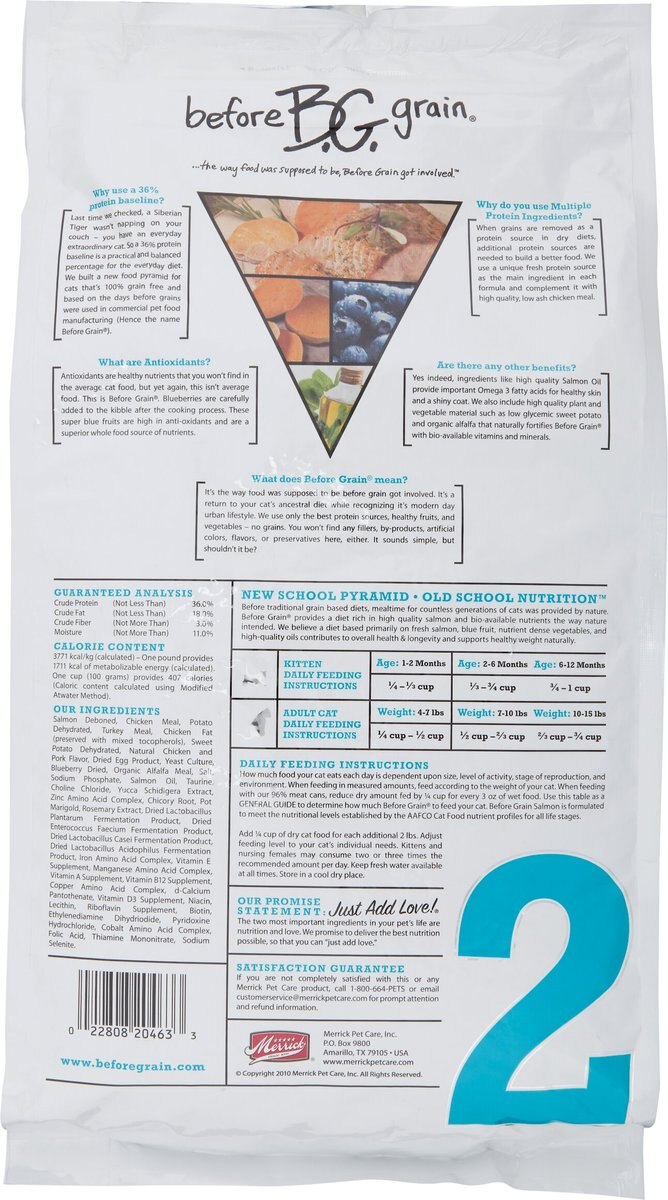 MERRICK Before Grain Salmon Formula GrainFree Dry Cat Food, 11.1lb