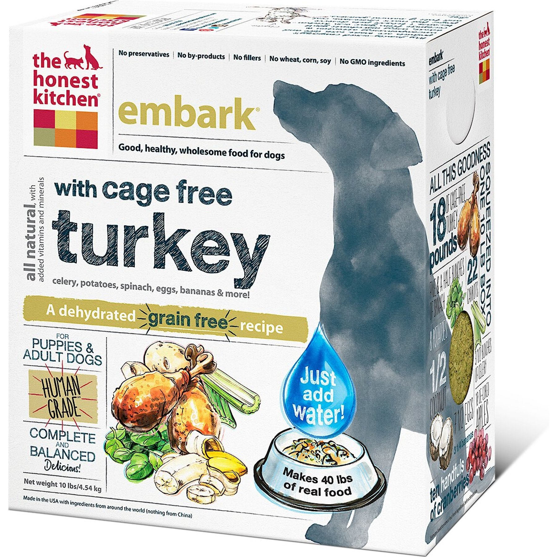 THE HONEST KITCHEN Turkey Recipe Grain Free Dehydrated Dog Food 10 lb box Chewy