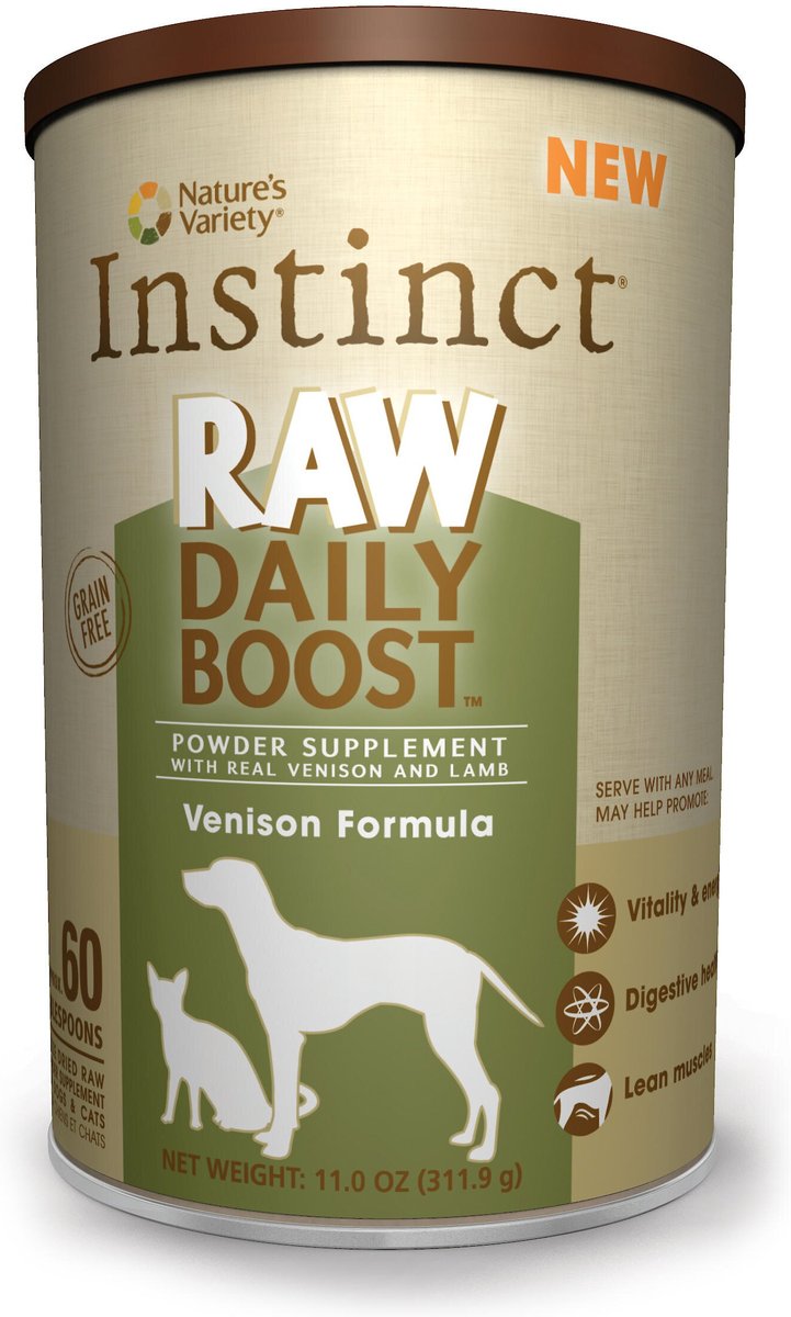 Instinct by Nature s Variety Raw Daily Boost Grain Free Venison Formula Freeze Dried Dog Cat Supplement