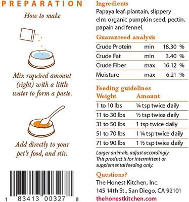 Show full view: The Honest Kitchen Perfect Form Herbal Digestive Dog & Cat Supplement, 5.5-oz jar slide 5 of 9