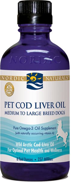 Nordic Naturals Pet Cod Liver Oil Liquid Skin & Coat Supplement for Medium & Large Dogs, 8-oz slide 1 of 6