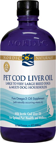 Nordic Naturals Pet Cod Liver Oil Liquid Skin & Coat Supplement for Large & Giant Dogs, 16-oz slide 1 of 5