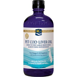 Nordic Naturals Pet Cod Liver Oil Liquid Skin & Coat Supplement for Large & Giant Dogs, 16-oz
