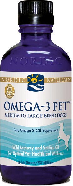 Nordic Naturals Omega 3 Pet Liquid Supplement for Medium Large Dogs 8 fl oz bottle