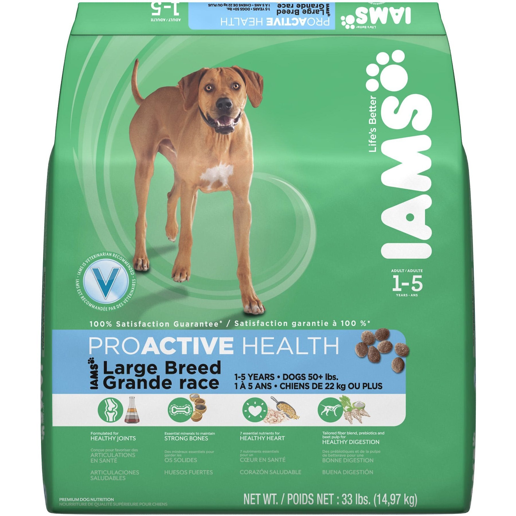 IAMS Proactive Health Large Breed Adult with Real Chicken Dry Dog Food 30 lb bag bundle of 2 Chewy