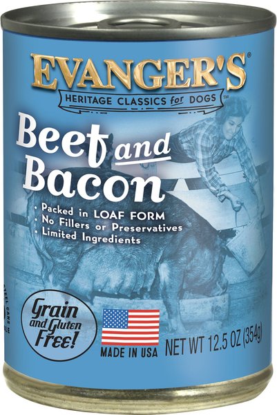 Evanger's Classic Recipes Beef & Bacon Grain-Free Canned Dog Food, 12.8-oz, case of 12 slide 1 of 2