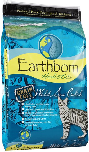 Earthborn Holistic Wild Sea Catch Grain-Free Natural Dry Cat & Kitten Food, 14-lb bag slide 1 of 6
