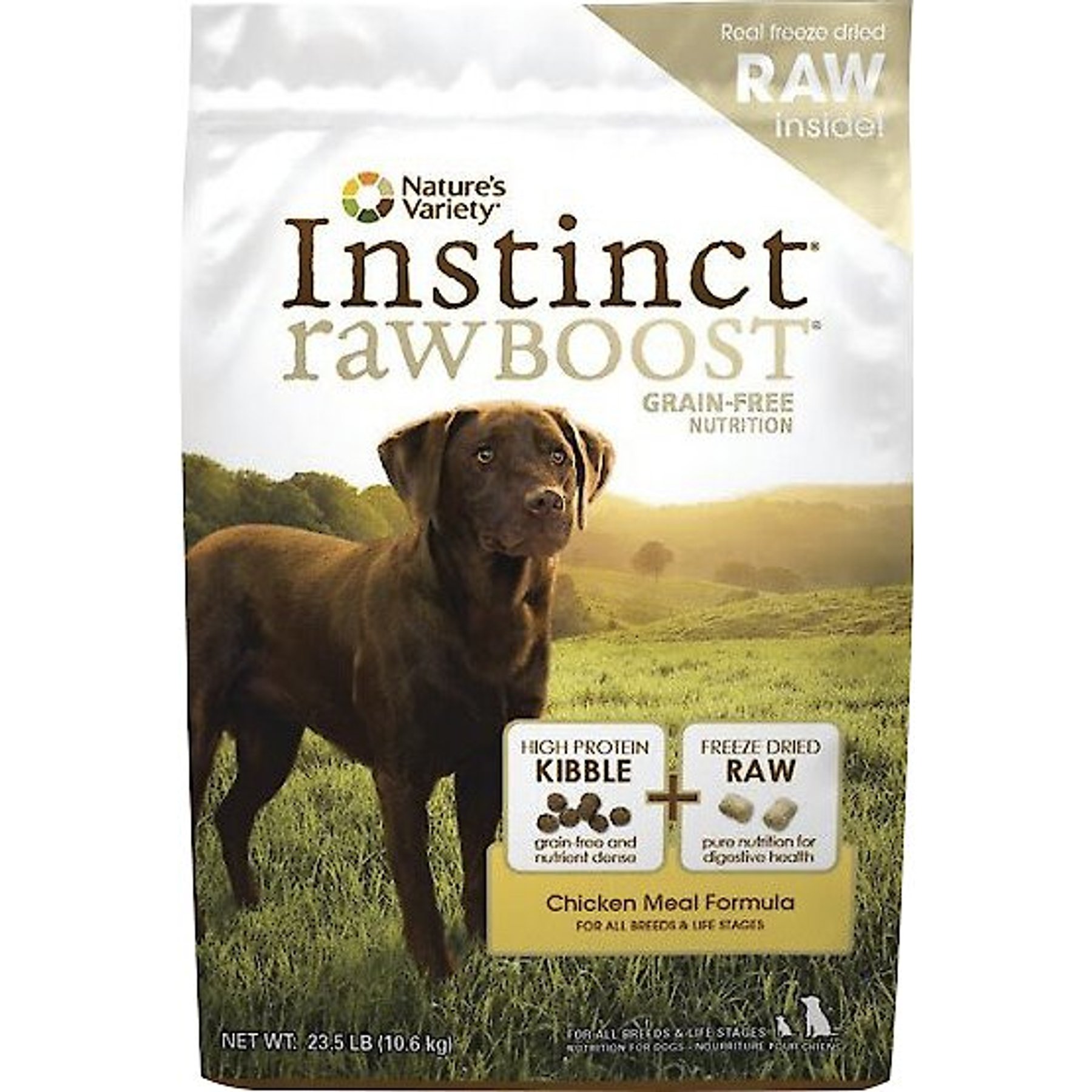 New Version Available INSTINCT by Nature s Variety Raw Boost Grain Free Chicken Meal Recipe Dry Dog Food 23.5 lb bag Chewy