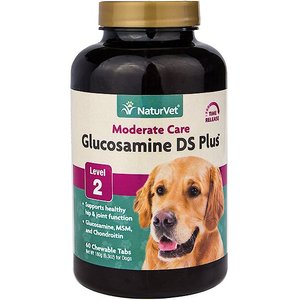 NaturVet Moderate Care Glucosamine DS Plus Chewable Tablets Joint Supplement for Dogs, 60 count