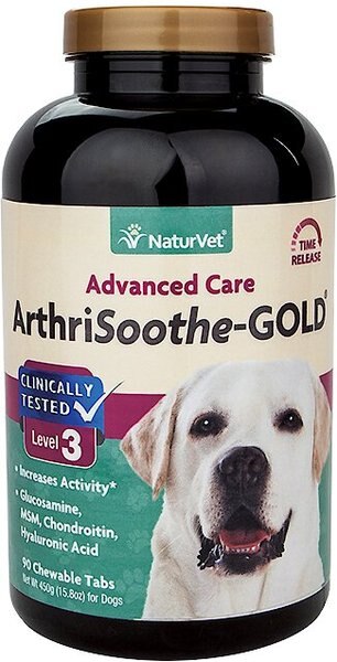 NaturVet Advanced Care ArthriSoothe-GOLD Chewable Tablets Joint Supplement for Cats & Dogs, 90 count slide 1 of 6