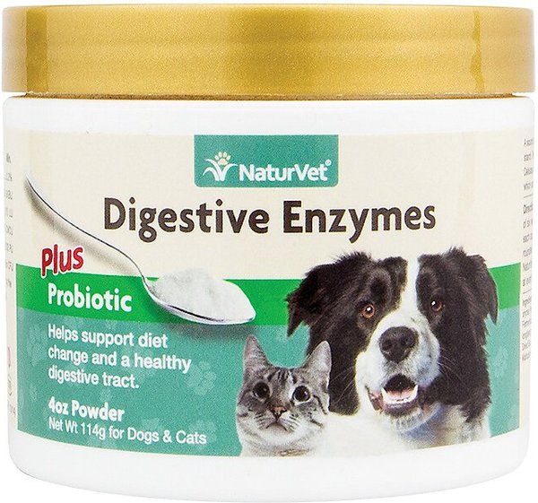NaturVet Digestive Enzymes Plus Probiotic Powder Digestive Supplement for Cats & Dogs, 4-oz slide 1 of 6