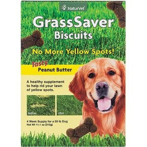 NaturVet GrassSaver Biscuits Peanut Butter Flavored Lawn Protection Supplement for Dogs, 11.1-oz box