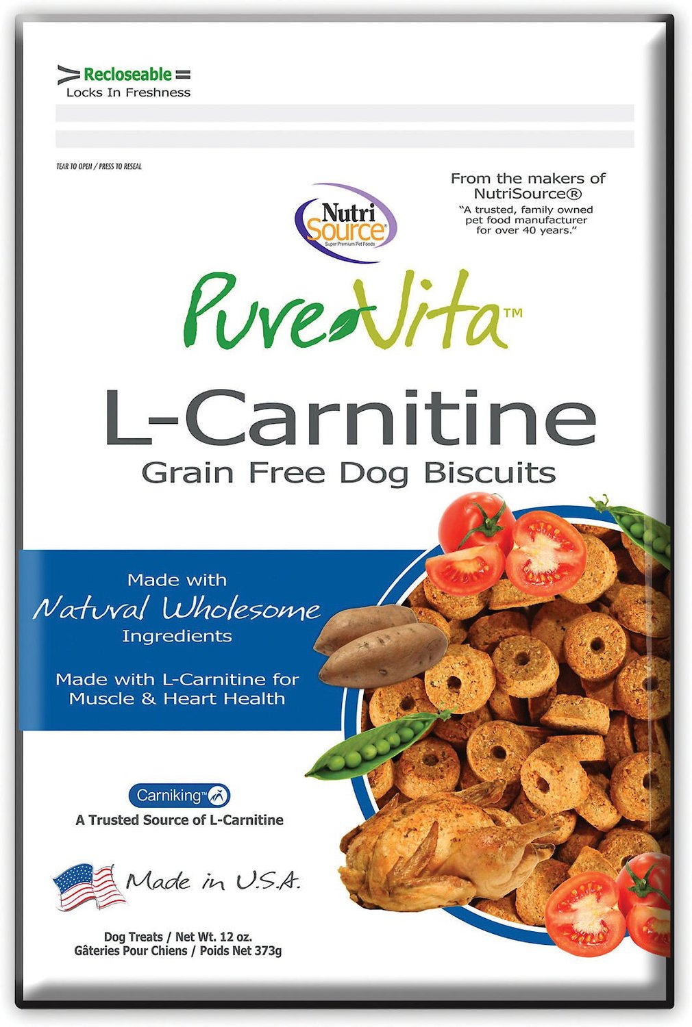 PUREVITA GrainFree LCarnitine Dog Treats, 12oz bag