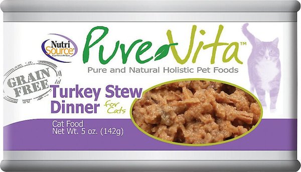 Discontinued PUREVITA Grain Free Turkey Stew Dinner Canned Cat Food 5 oz case of 12