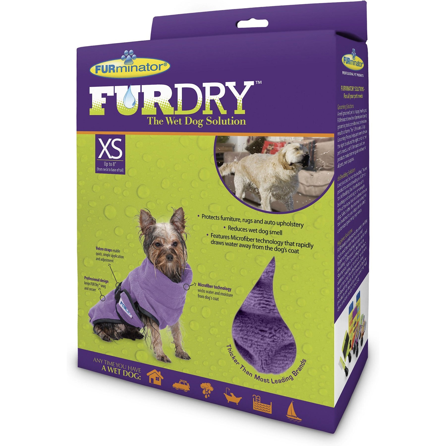 FURminator Fur Dry Solution Towel Purple X Small