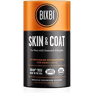 BIXBI Organic Pet Superfood Skin & Coat Daily Dog & Cat Supplement, 2.12-oz jar