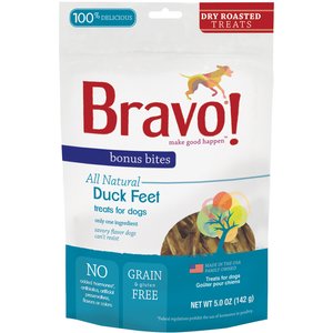 Bravo! Bonus Bites Duck Feet Dry-Roasted Freeze-Dried Dog Treats, 5-oz bag