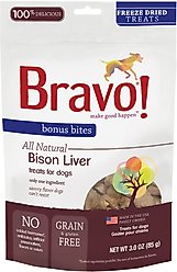 Bravo! Bonus Bites Bison Liver Freeze-Dried Dog Treats, 3-oz bag