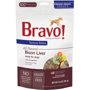 Bravo! Bonus Bites Bison Liver Freeze-Dried Dog Treats, 3-oz bag
