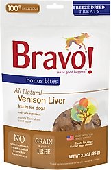 Bravo! Bonus Bites Venison Liver Freeze-Dried Dog Treats, 3-oz bag slide 1 of 6